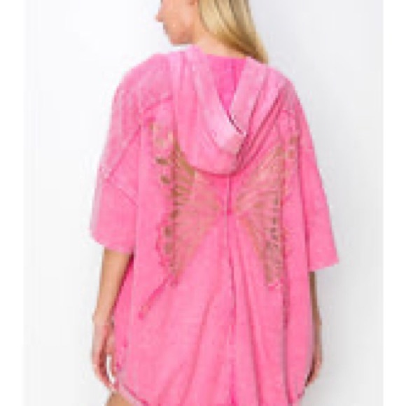 Tops - J. Her - Mineral Wash Butterfly Hoodie/ Shacket